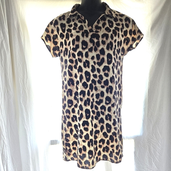 Cheetah Print Shirt Dress NWT - Picture 1 of 7